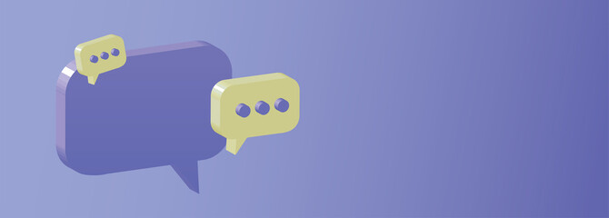 empty 3d speech bubbles on blue background, copy space