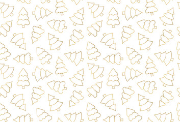 golden seamless christmas tree pattern, great for wrapping, textile, wallpaper, greeting card- vector illustration