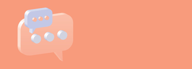 empty 3d speech bubbles on pink background, copy space