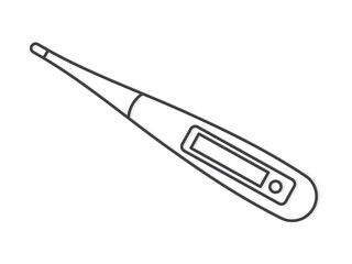 black outline of electric thermometer icon - vector illustration