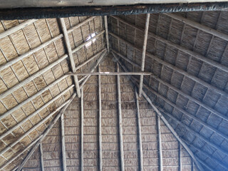 straw roof of an antique boathouse in Giethoorn
