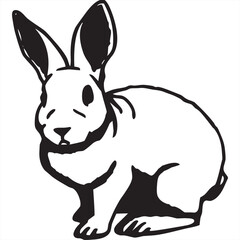 Fototapeta na wymiar Vector, Image of rabbit, black and white color, transparent background