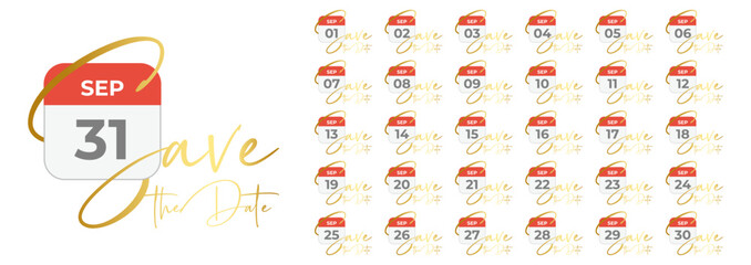 Save the date with calendar logo, month of September