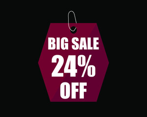 Obraz na płótnie Canvas 24% Off black banner. Advertising for big sale. 24% discount for promotions and offers.
