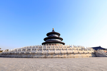 The temple of heaven in Beijing, China, The text is translated as 
