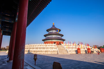 The temple of heaven in Beijing, China, The text is translated as 