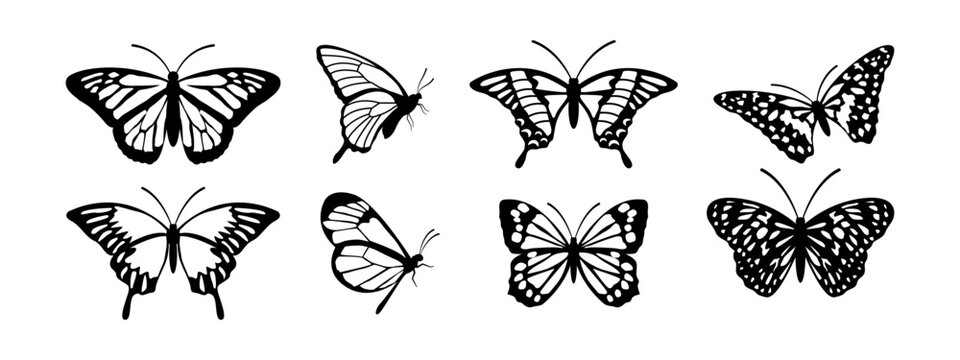 Butterfly icon set design template vector isolated illustration