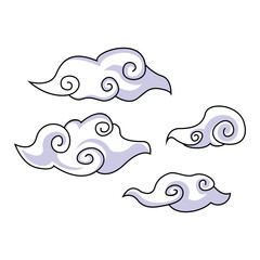 set of Japanese style cloud. Asian element decorative vector illustration