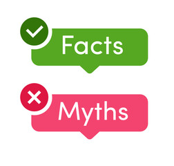 Facts and myths vector icon set isolated on white background. Fact-checking or easy compare evidence. Illustration 10 eps
