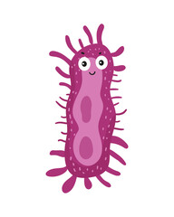 Colorful bacteria and viruses with different emotions. Funny cartoon microbe.
