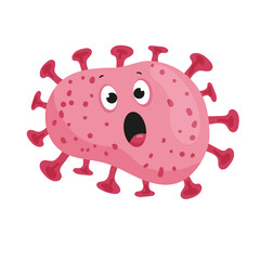 Colorful bacteria and viruses with different emotions. Funny cartoon microbe.
