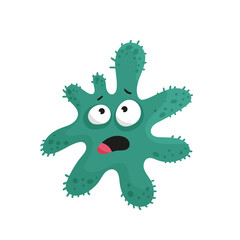 Colorful bacteria and viruses with different emotions. Funny cartoon microbe.

