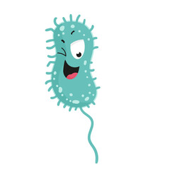 Colorful bacteria and viruses with different emotions. Funny cartoon microbe.
