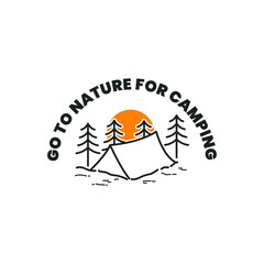 Go To Nature For Camping logo. logo with nature and twilight theme