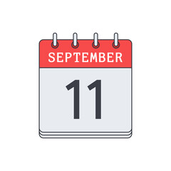 September 11. Calendar icon. Vector illustration, flat design. .