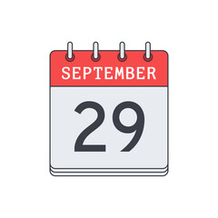 September 29. Calendar icon. Vector illustration, flat design..