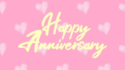 Happy Anniversary writing with heart background, colorful, cheerfull, invitation card, celebration banner
