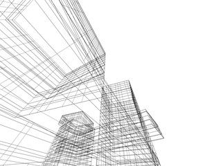 sketch of modern building