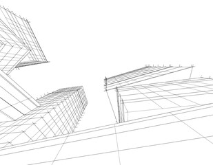 sketch of modern building