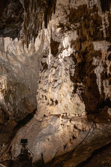 The historic Caves of Diros, a vast caves structure located near Pyrgos Dirou, Laconia, Mani peninsula, Peloponnese, Greece