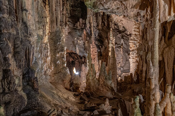 The historic Caves of Diros, a vast caves structure located near Pyrgos Dirou, Laconia, Mani peninsula, Peloponnese, Greece