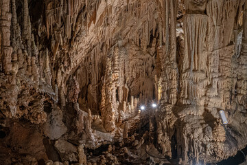 The historic Caves of Diros, a vast caves structure located near Pyrgos Dirou, Laconia, Mani peninsula, Peloponnese, Greece