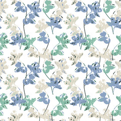 Beautiful seamless tecture with hand drawn orchids in soft pastel colors, vector. Perfect for wallpaper, surface design, print on fabric and more