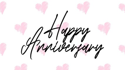 Happy Anniversary writing with heart background, colorful, cheerfull, invitation card, celebration banner