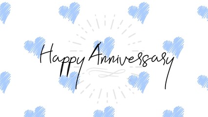 Happy Anniversary writing with heart background, colorful, cheerfull, invitation card, celebration banner