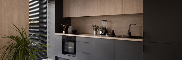 Modern and elegant kitchen, panorama