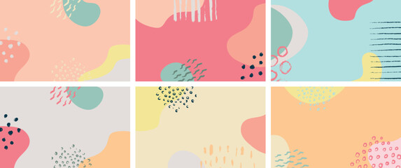 Set of abstract colourful background. Vector modern postcards with abstract shapes.