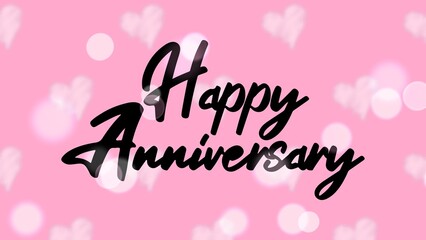 Happy Anniversary writing with heart background, colorful, cheerfull, invitation card, celebration banner