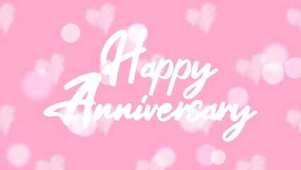 Happy Anniversary writing with heart background, colorful, cheerfull, invitation card, celebration banner