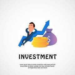 investment growth illustration, businessman success with investment growth up