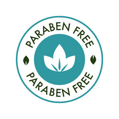 Paraben free vector cosmetic label for natural ingredients, eco friendly, skincare health safe product no paraben. 10 eps