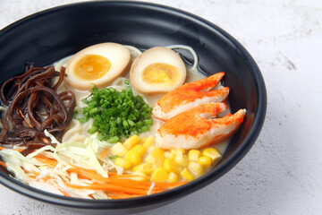Freshly cooked Japanese food called Seafood Ramen