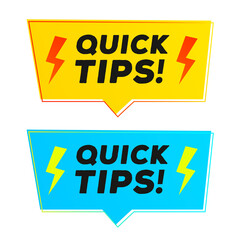 Quick tips vector sticker set modern style for tooltip badge, solution and advice banner, helpful tricks, useful information label, education tag, hint, new knowledge and study practice.10 eps