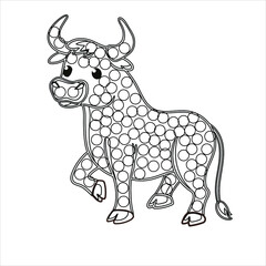 Dot maker activity For kids .Children activity coloring page. cow  dot maker activity    for kids 
