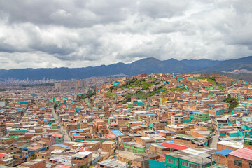 view from the top of the mountain, colorful houses, Ciudad Bolivar, Bogotá Colombia