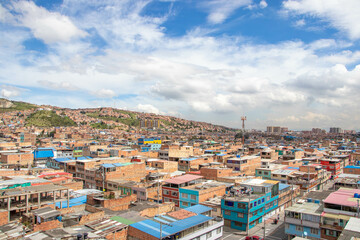 view from the top of the mountain, colorful houses, Ciudad Bolivar, Bogotá Colombia