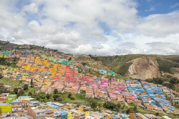 view from the top of the mountain, colorful houses, Ciudad Bolivar, Bogotá Colombia