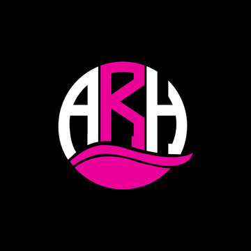 ARH logo monogram isolated on circle element design template, ARH letter logo design on black background. ARH creative initials letter logo concept. ARH letter design.
