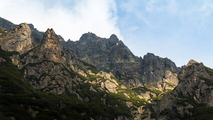 View at the mountains rig in Tatra National Park in Poland. Amazing sun shining through the clouds.