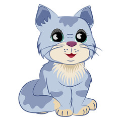 Cute cat, cartoon character. Vector illustration