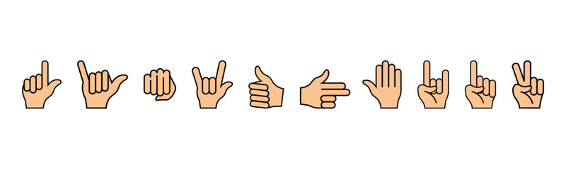 Finger gesture iconicon set design template vector isolated illustration