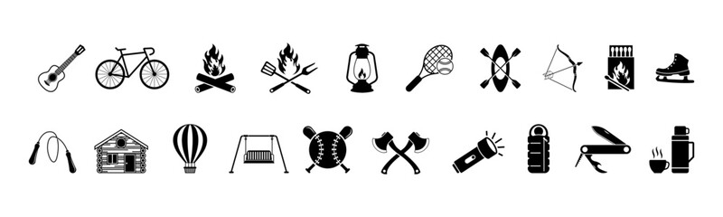 Outdoor camp icon set design template vector isolated illustration