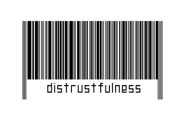 Barcode on white background with inscription distrustfulness below - obrazy, fototapety, plakaty