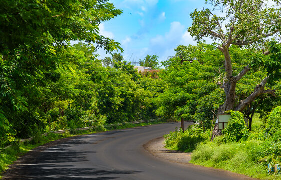 Indian Highway with Moody Skies. Selective focus is used.