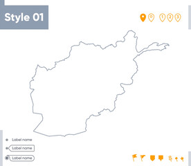 Afghanistan - stroke map isolated on white background. Outline map. Vector map
