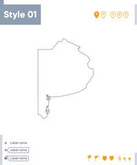 Buenos Aires, Argentina - stroke map isolated on white background. Outline map. Vector map